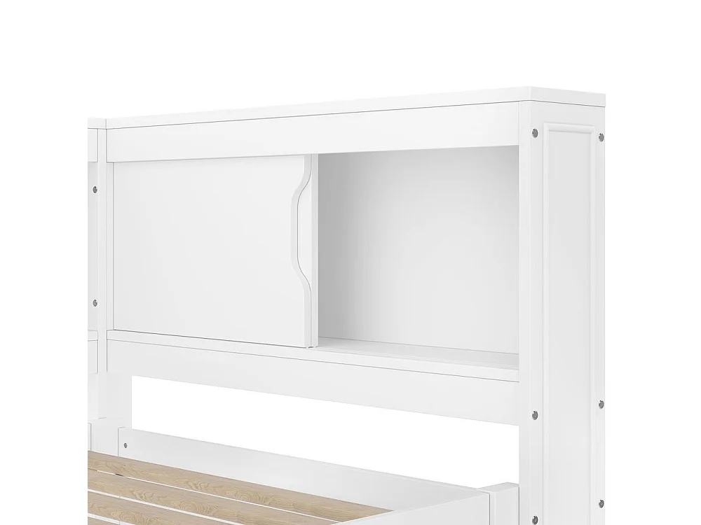 Cama daybed 90x200 cm com cama auxiliar, sofá-cama, LED multicolor, portas USB e Type-C, sem colchão, branca