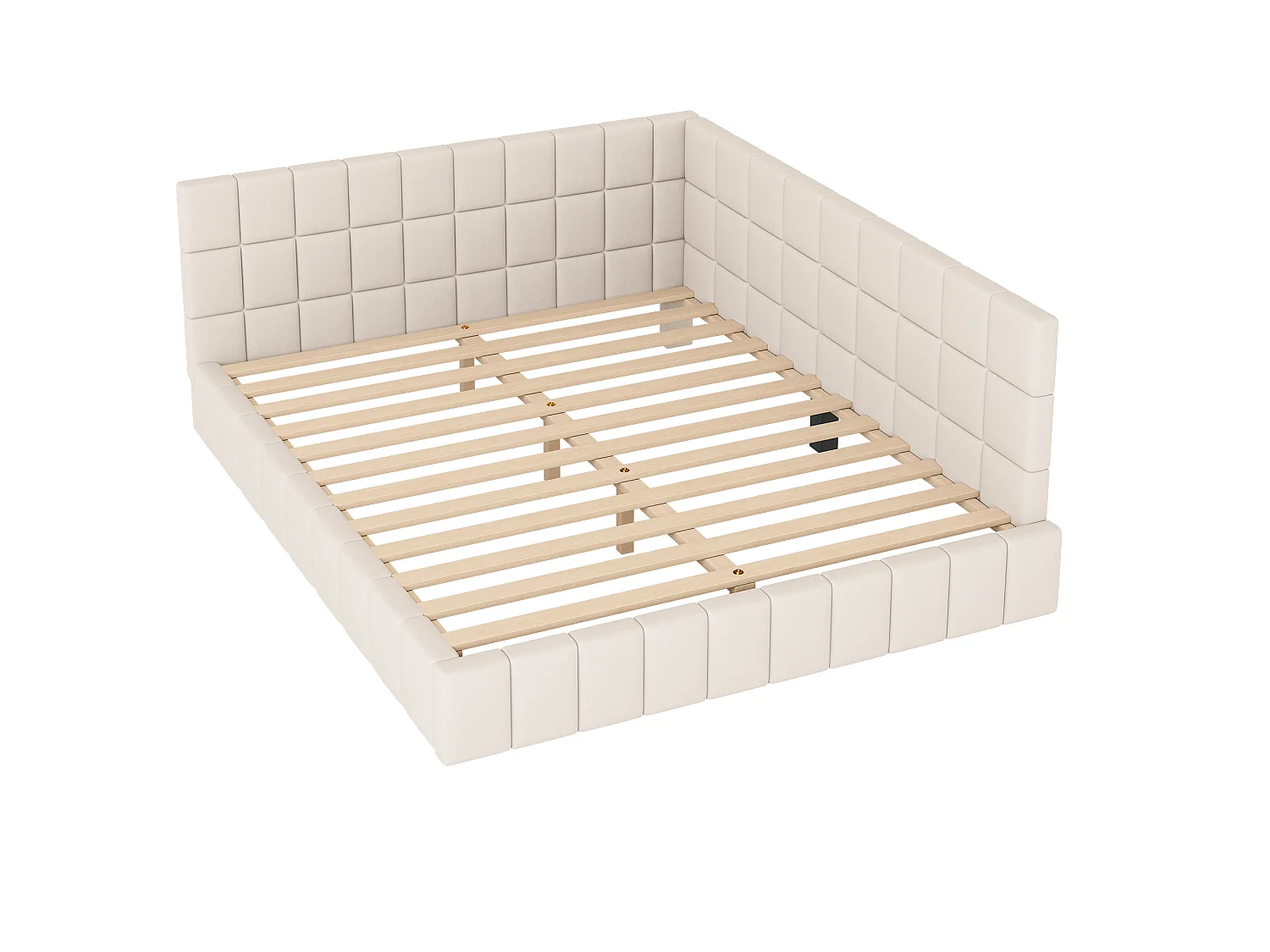 Canapé Lit Velours Beige 160x200 cm Multifonction, Banquette Convertible avec Accoudoirs, Sommier à Lattes Réversible, 250 kg