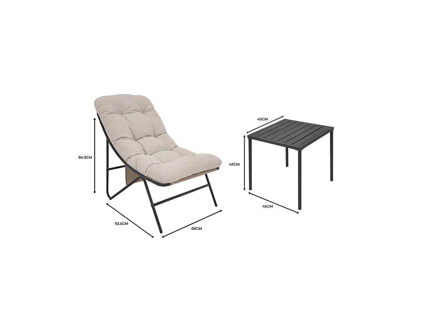 3 Piece Bistro Set - Grey & Cream