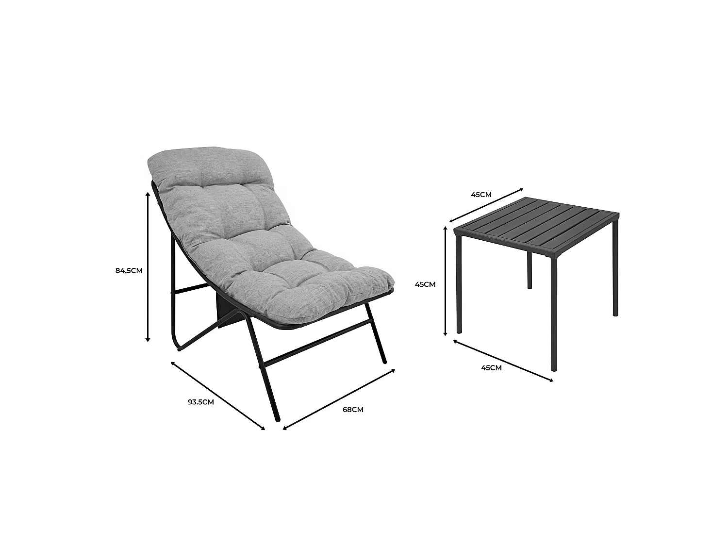 3 Piece Bistro Set - Grey