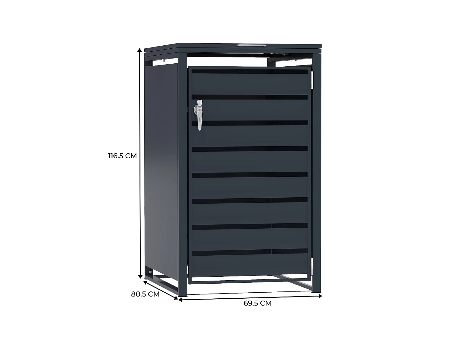 Abri Métallique Pour 1 Poubelle À Roulettes 240 L, Porte Anthracite