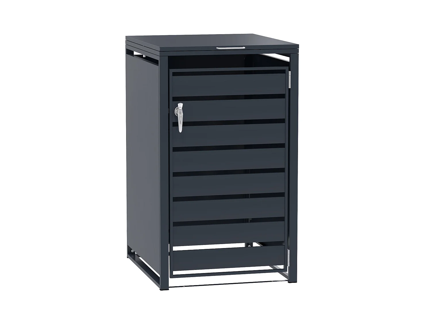 Abri Métallique Pour 1 Poubelle À Roulettes 240 L, Porte Anthracite