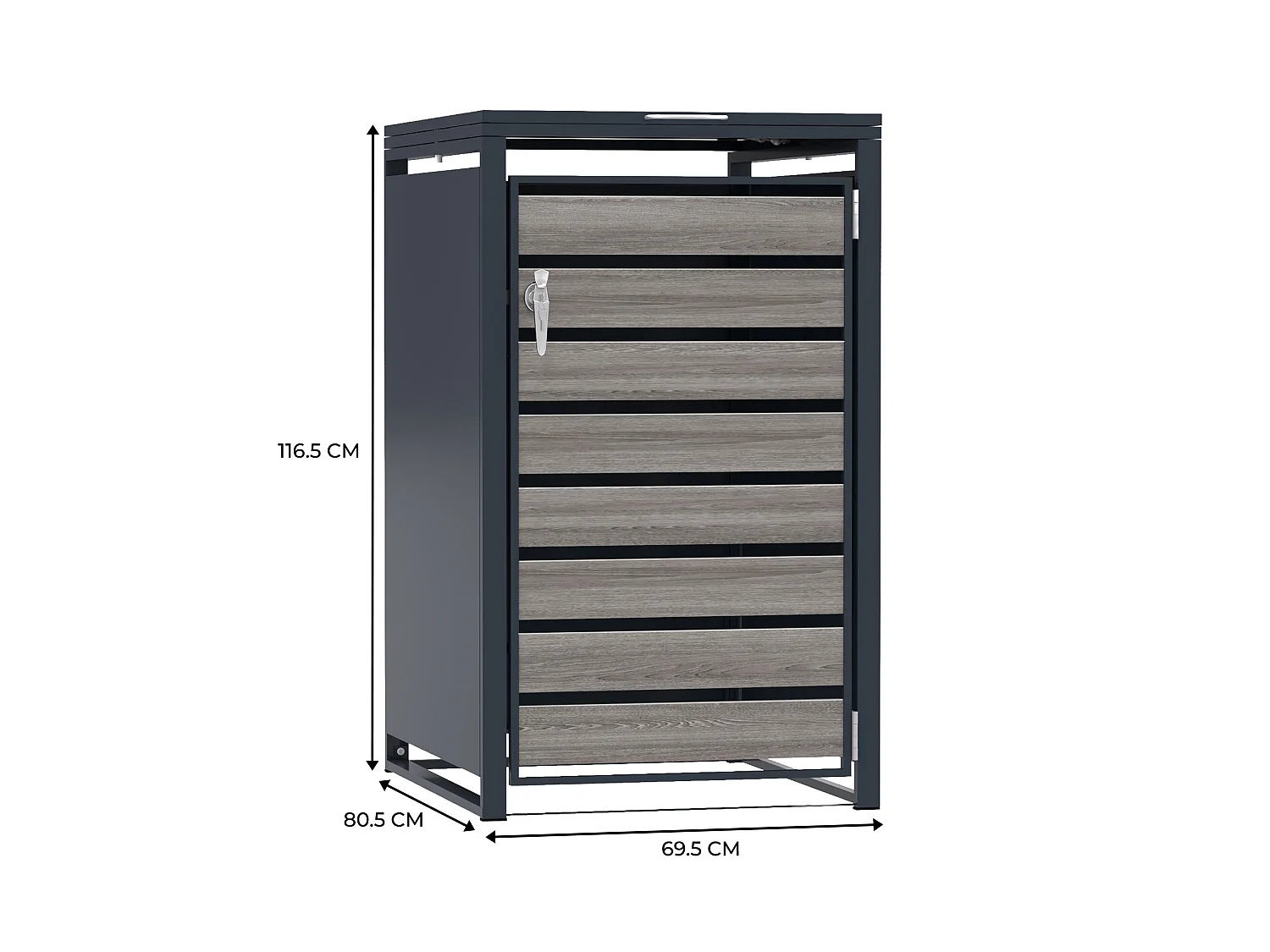 Single Wheelie Bin Metal Storage - Anthracite Grey Wood