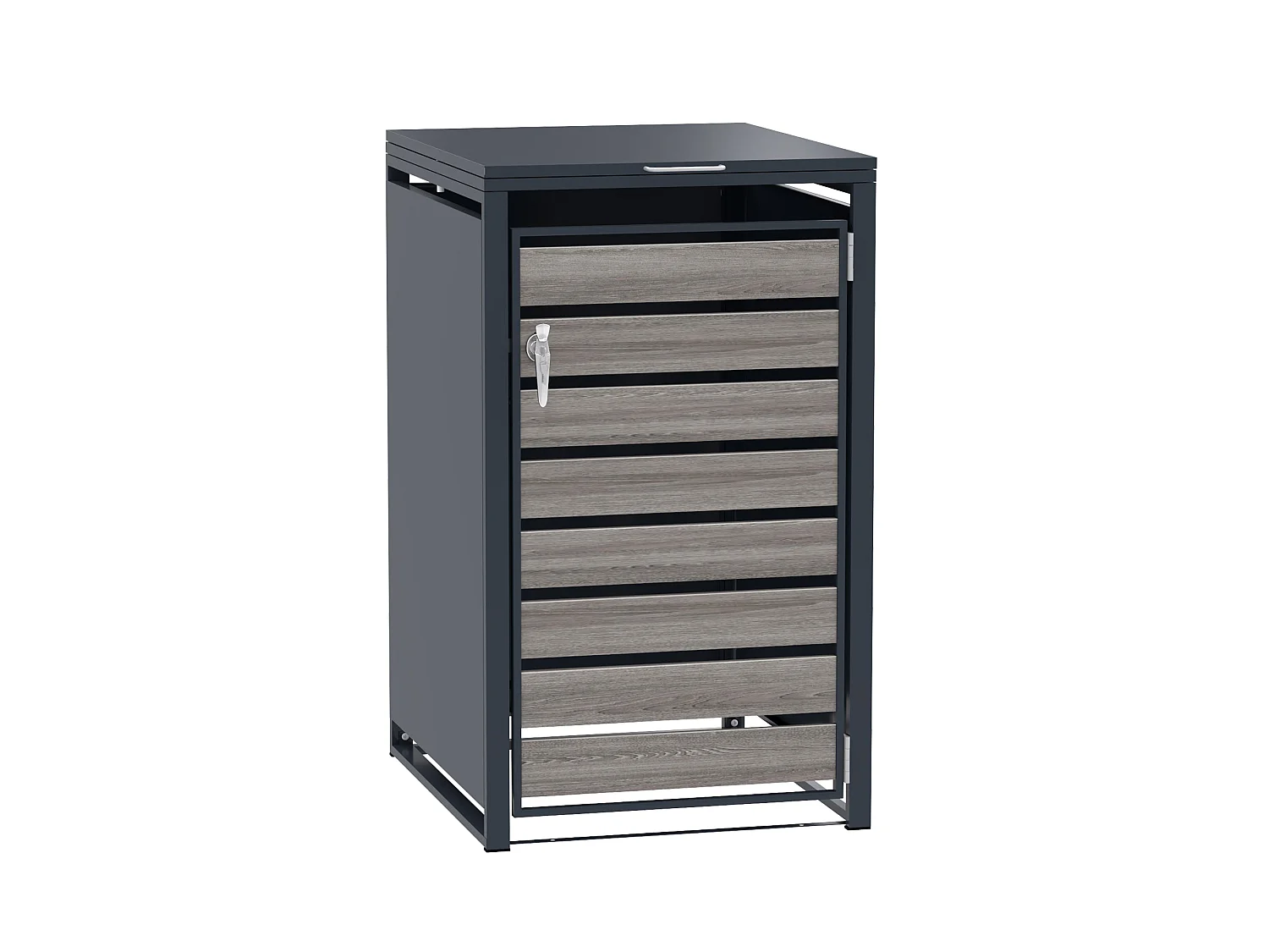Single Wheelie Bin Metal Storage - Anthracite Grey Wood