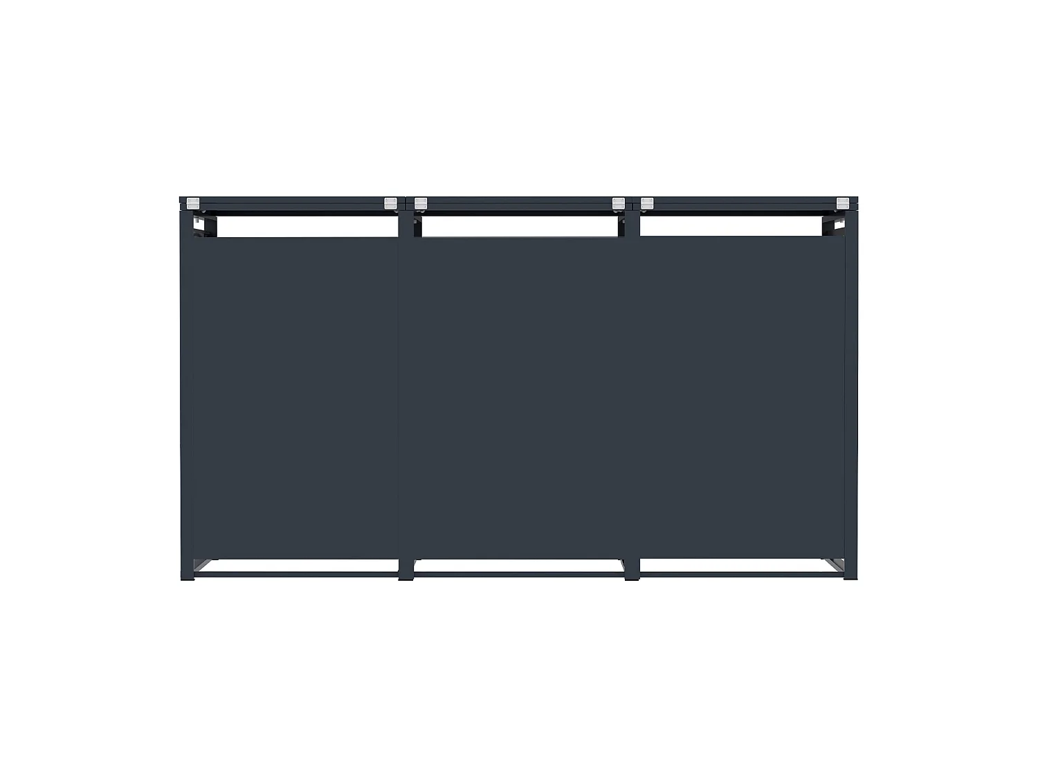 Rangement métallique triple pour poubelles à roulettes - Gris anthracite