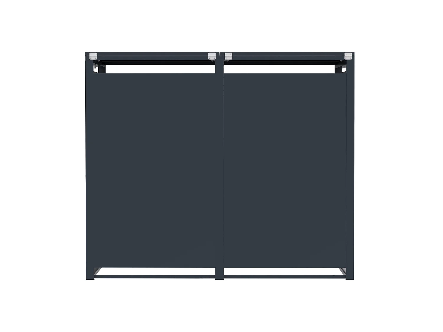 Poubelle double à roulettes en métal - Bois gris anthracite