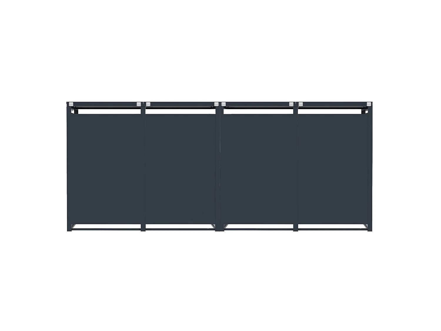 Ensemble de rangement métallique pour quatre poubelles à roulettes - Gris anthracite