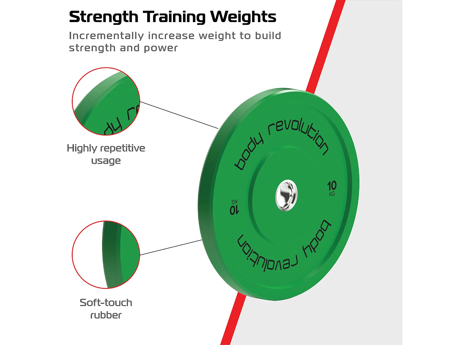Body Revolution Olympic Bumper Plates Colour 10kg pair