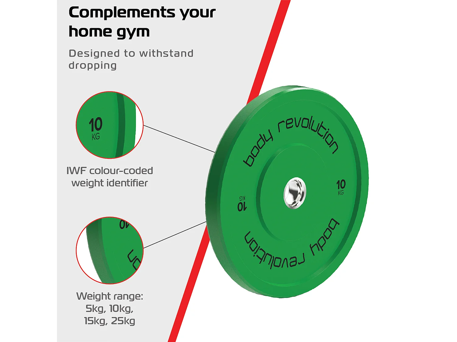 Body Revolution Olympic Bumper Plates Colour 10kg pair