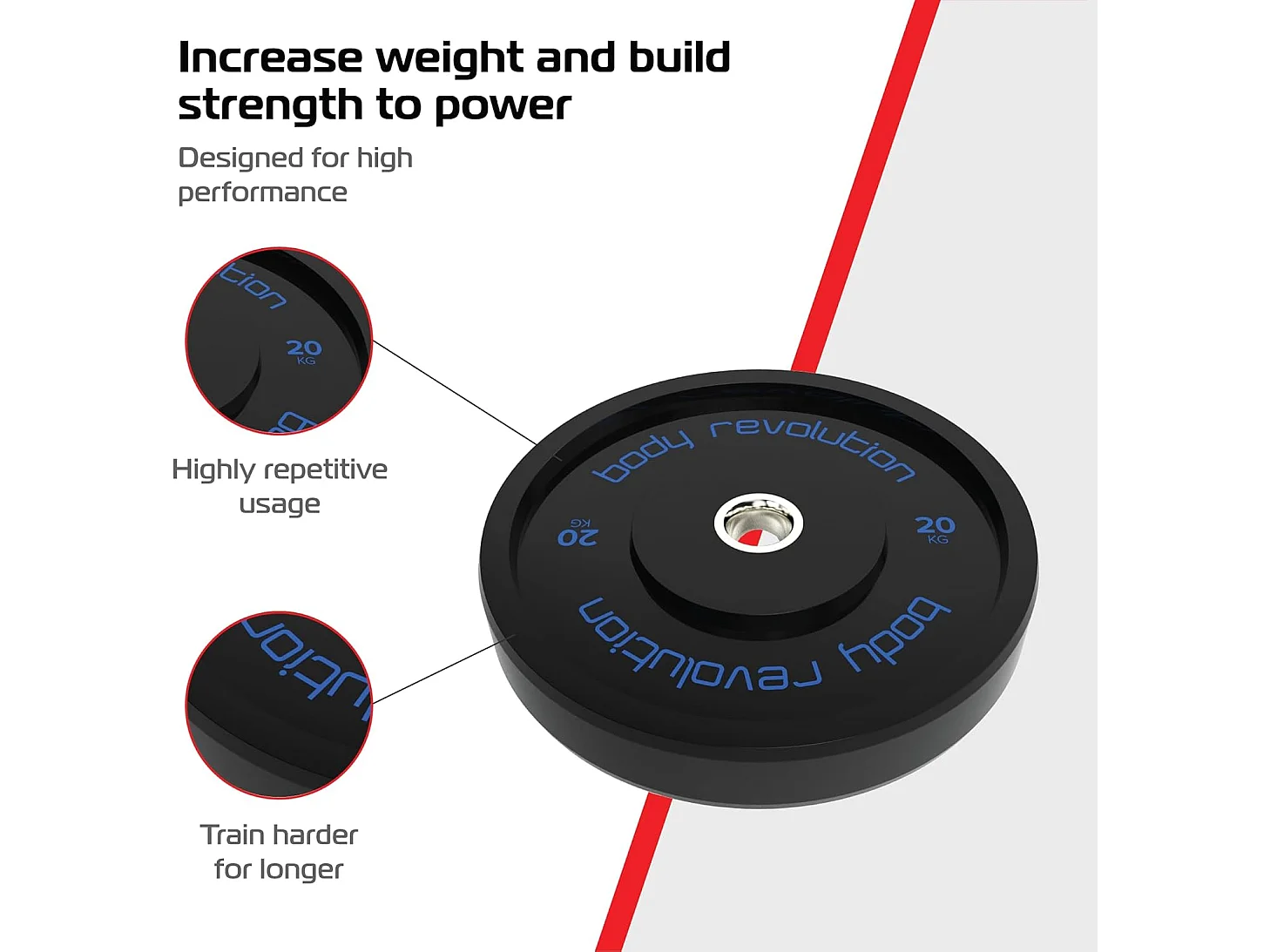Body Revolution Olympic Bumper Plates Black 20 kg Pair