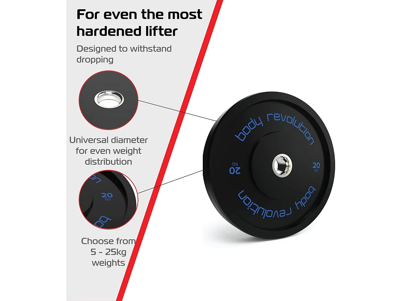Body Revolution Olympic Bumper Plates Black 20 kg Pair