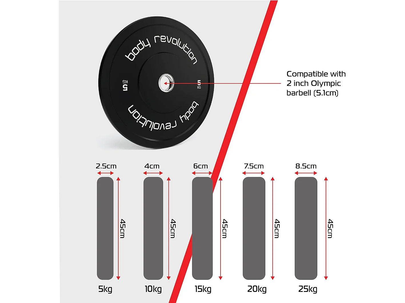 Body Revolution Olympic Bumper Plates Black 20 kg Pair