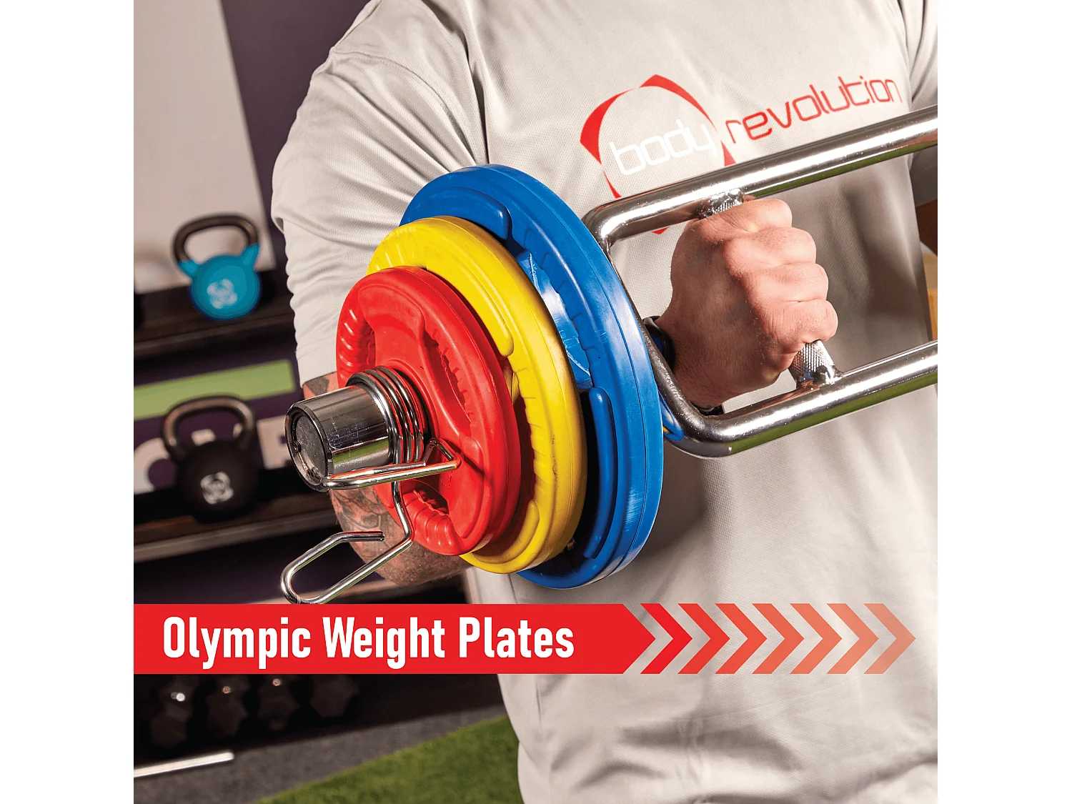 Olympic Tri-Grip Rubber Weight Plates Colour Pairs Sets 15 kg PAIR