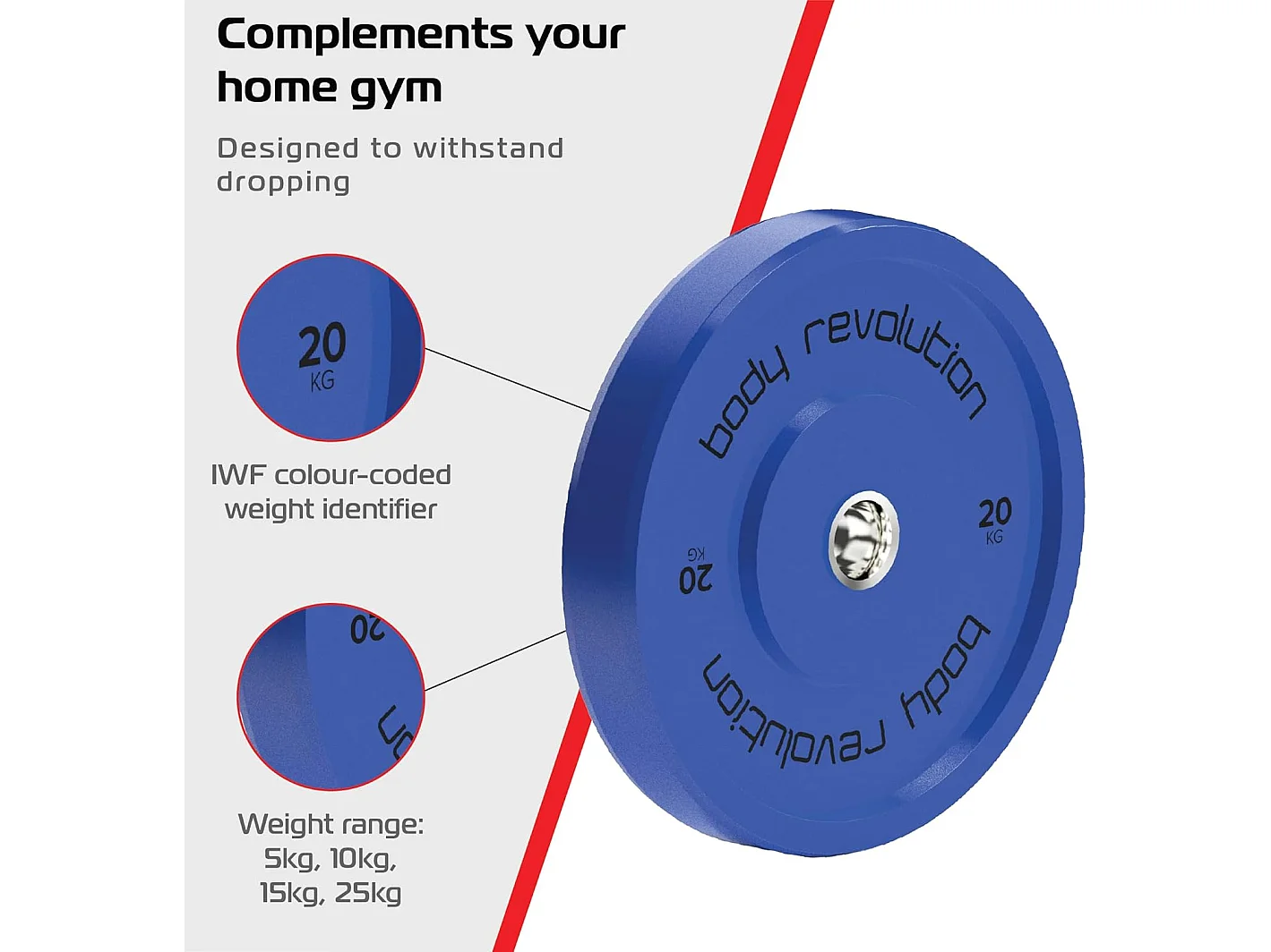 Body Revolution Olympic Bumper Plates Colour 20kg pair