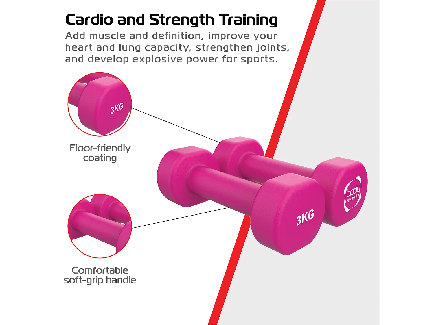 2 x 3KG Neoprene dumbbells