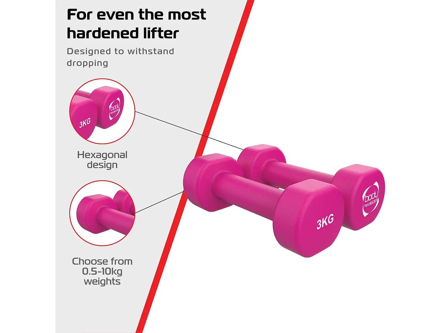 2 x 3KG Neoprene dumbbells