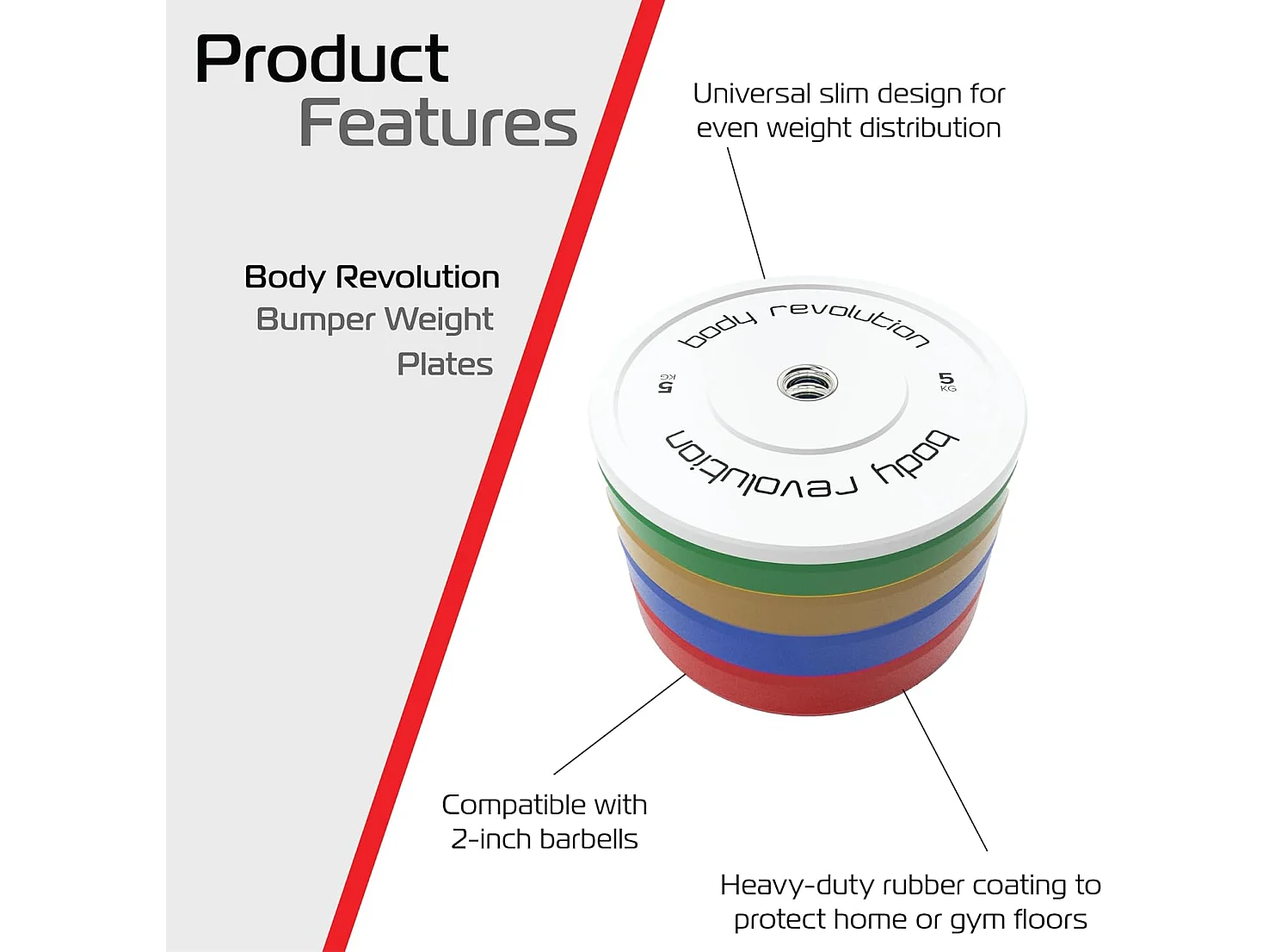 Body Revolution Olympic Bumper Plates Colour 25kg pair