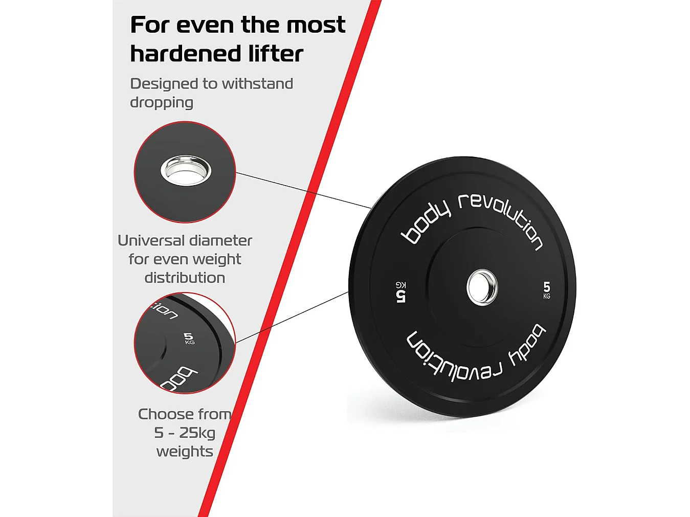 Body Revolution Olympic Bumper Plates Black 5 kg Pair