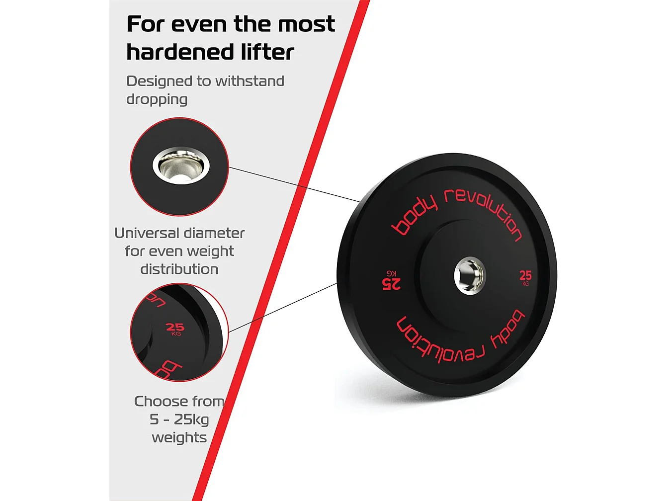 Body Revolution Olympic Bumper Plates Black 25 kg Pair