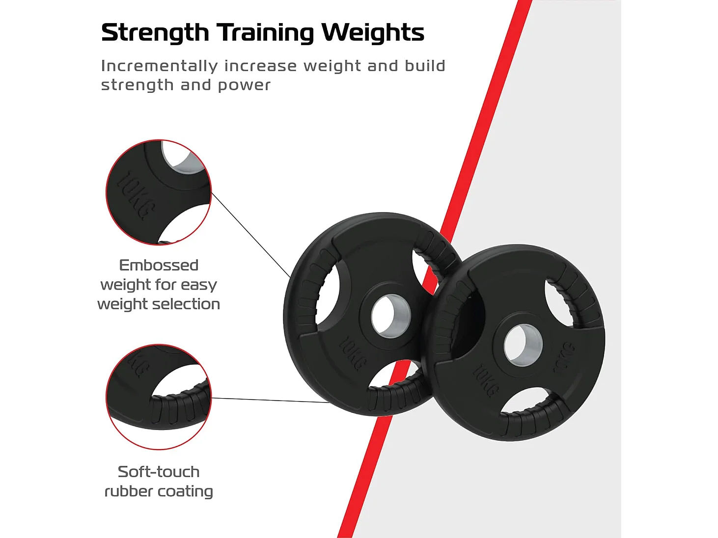 2 x 10kg Olympische Tri-Grip Schijven 50mm