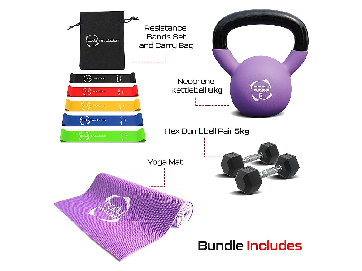 Home Strength Training 3kg Dumbbell 6kg Kettlebell Yoga Mat Resistance Bands Set