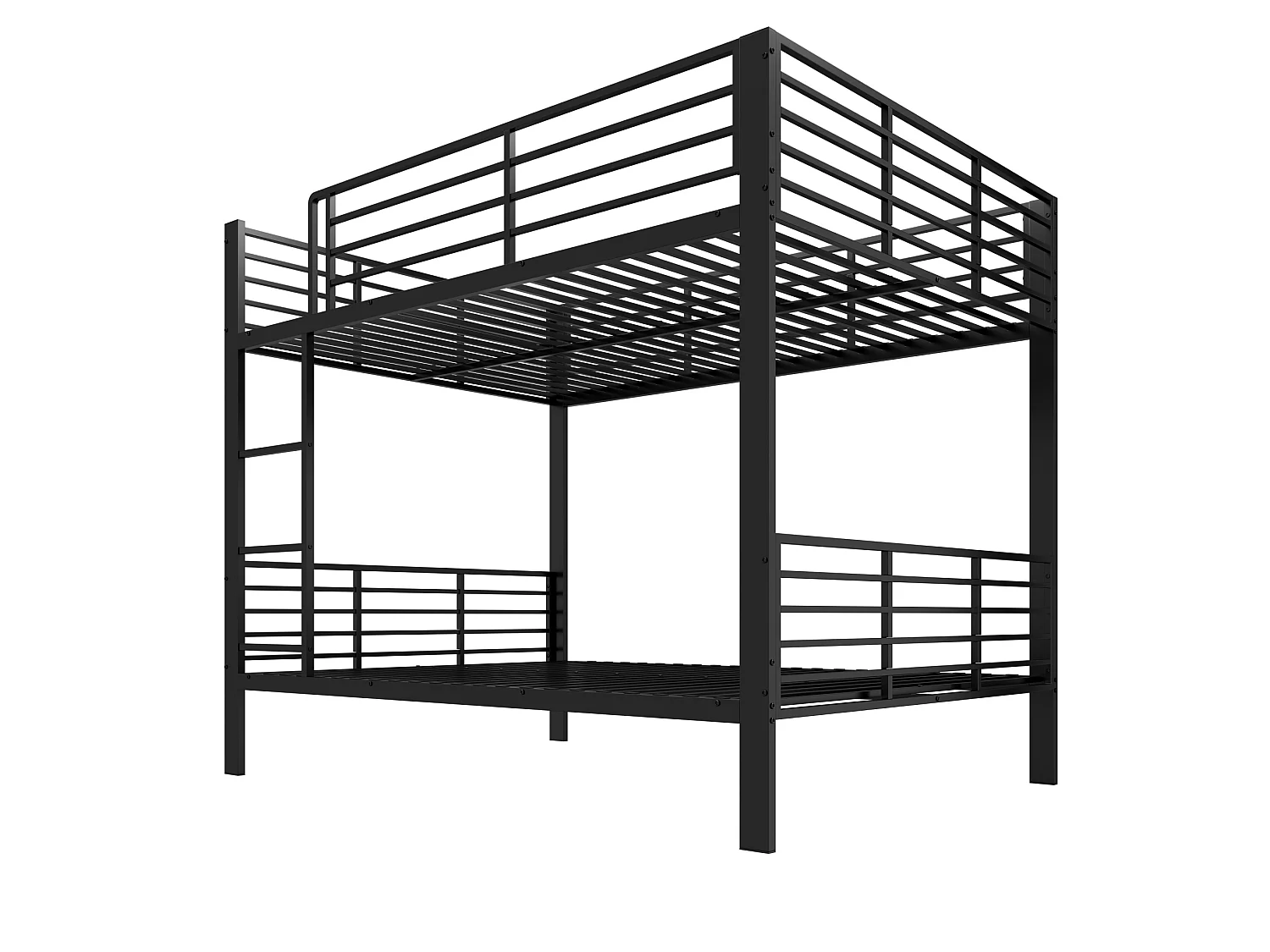 Łóżko piętrowe 140 x 200 cm z czarnego metalu, cicha konstrukcja, maksymalne obciążenie 400 kg, bez materaca