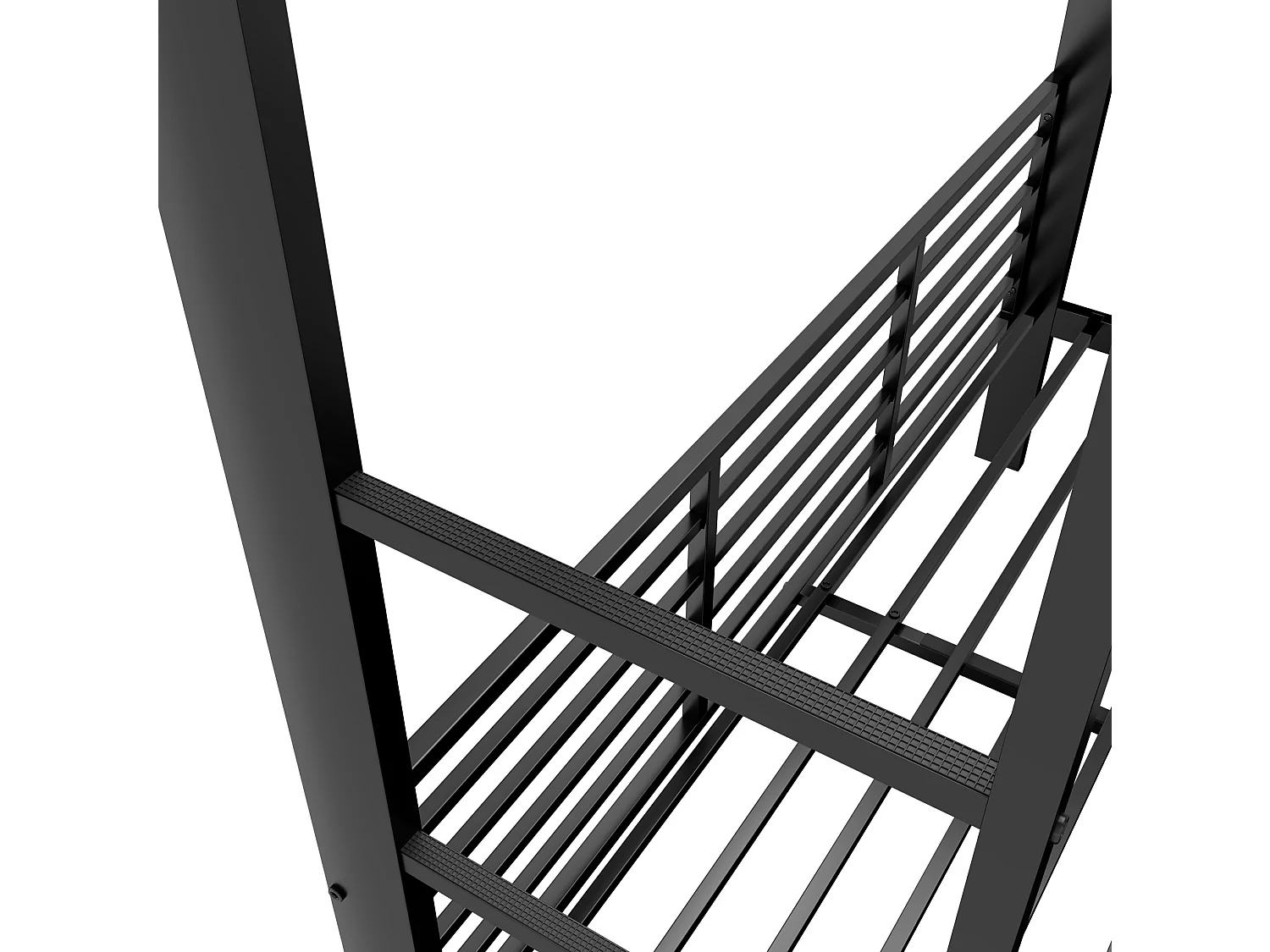 Łóżko piętrowe 140 x 200 cm z czarnego metalu, cicha konstrukcja, maksymalne obciążenie 400 kg, bez materaca