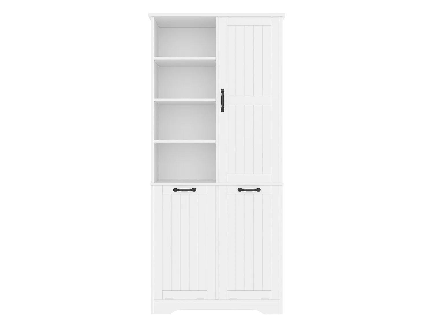 Witte badkolom 78 x 35 x 172,7 cm, 2 wasmanden, 4 open opbergvakken en verstelbare planken