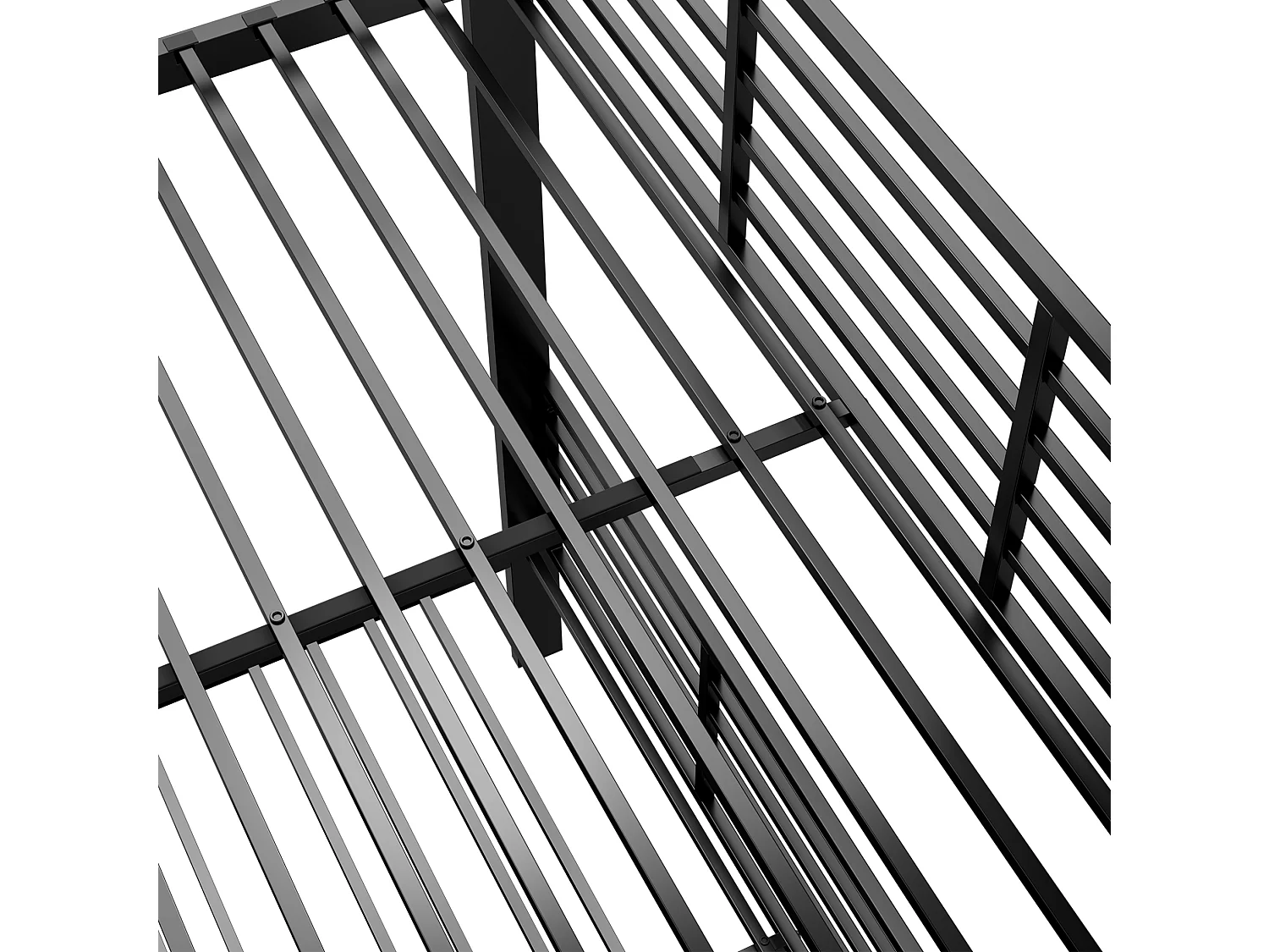Łóżko piętrowe 140 x 200 cm z czarnego metalu z łóżkiem wysuwanym oraz bezpieczną barierką ochronną, bez materaca