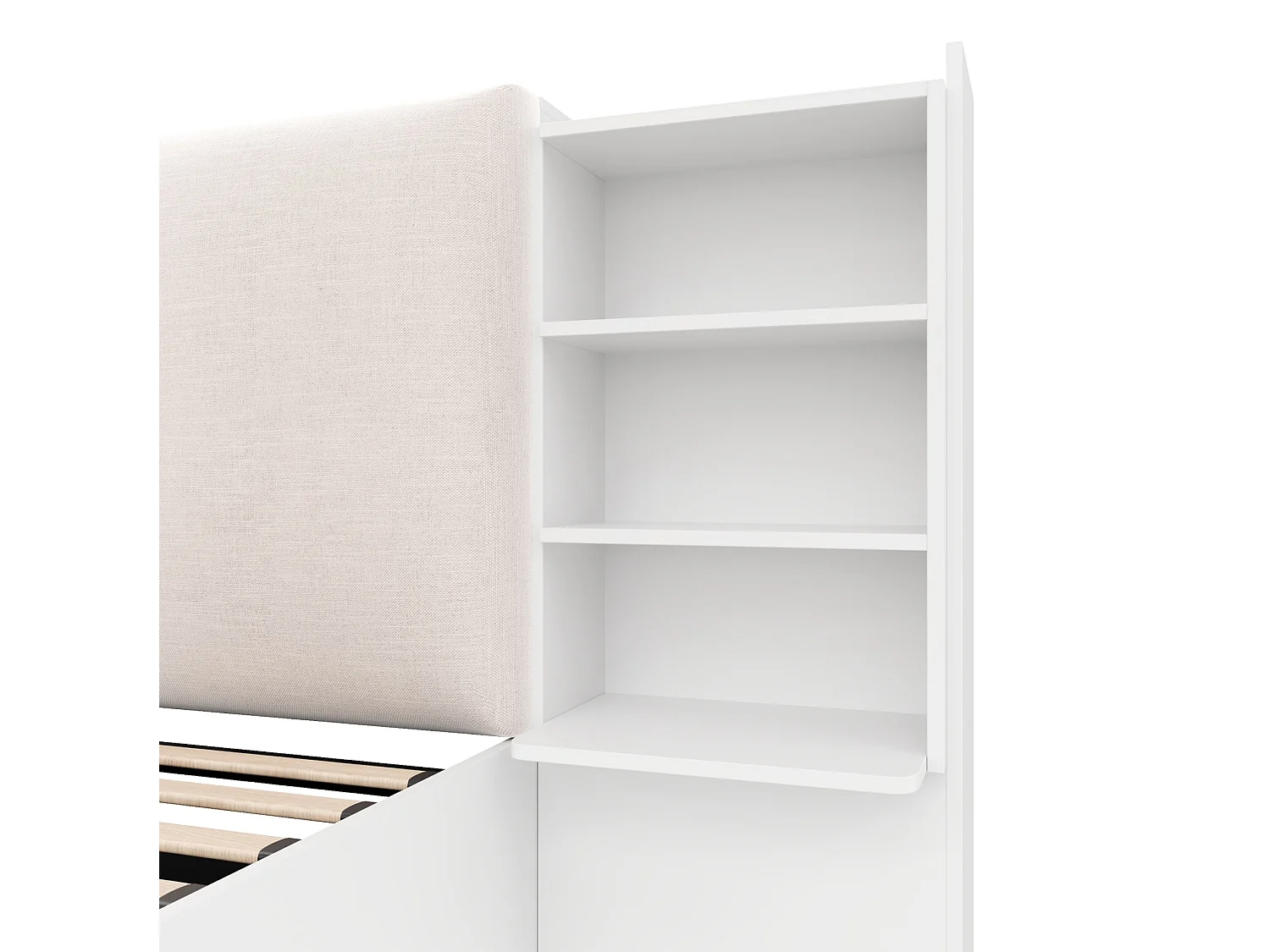 Łóżko z pojemnikiem 180x200 cm białe MDF, hydrauliczny system magazynowania, 6 komór, oświetlenie LED, bez materaca