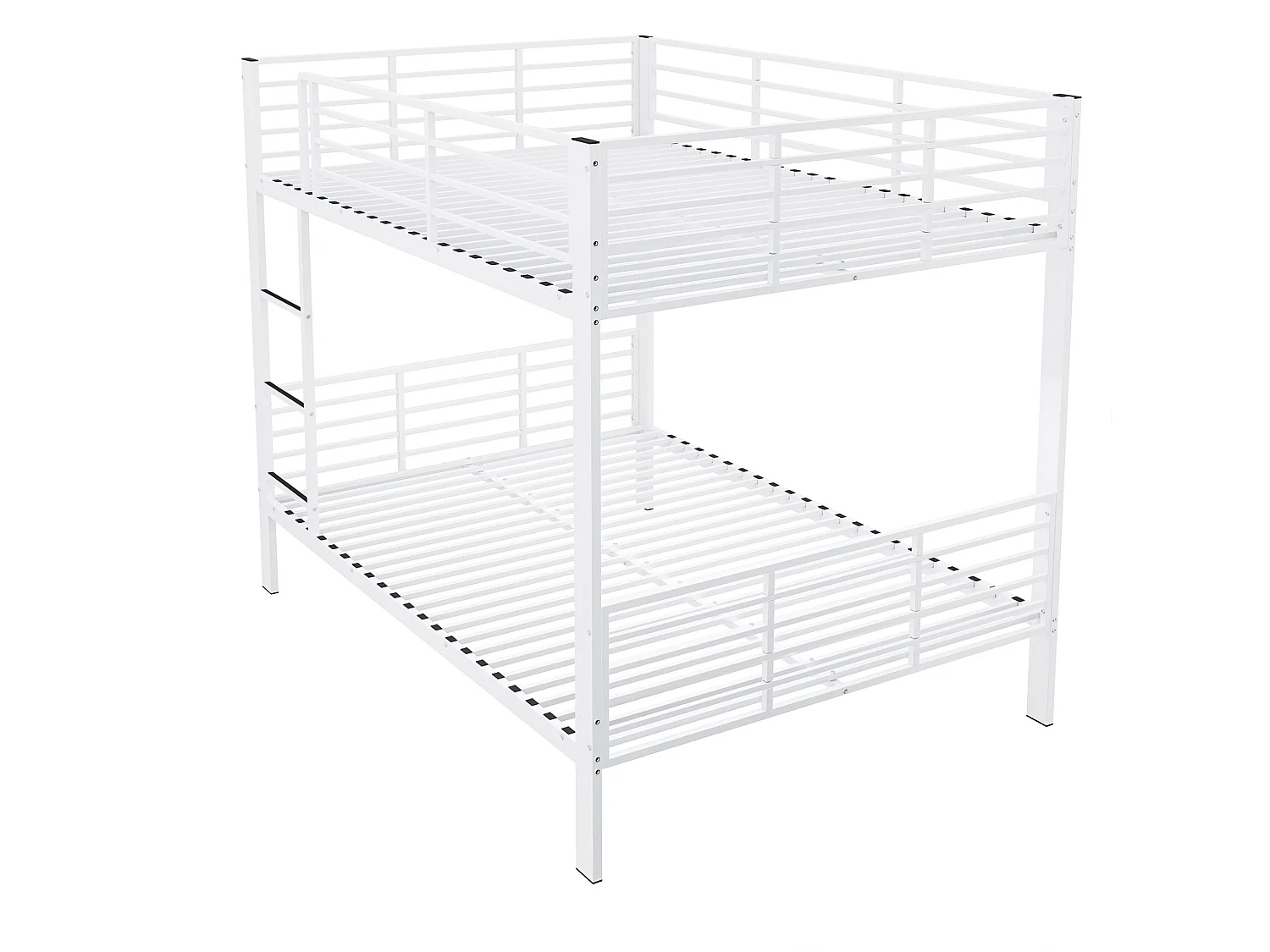 Lit superposé 140x200 cm en métal blanc, structure silencieuse, charge maximale 400 kg, sans matelas