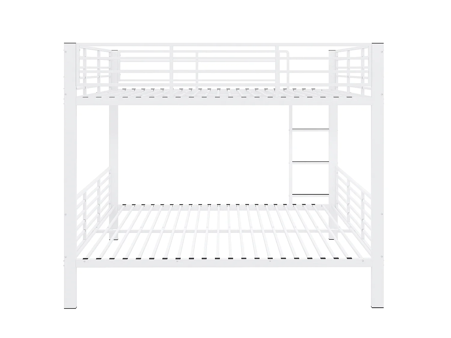 Lit superposé 140x200 cm en métal blanc, structure silencieuse, charge maximale 400 kg, sans matelas