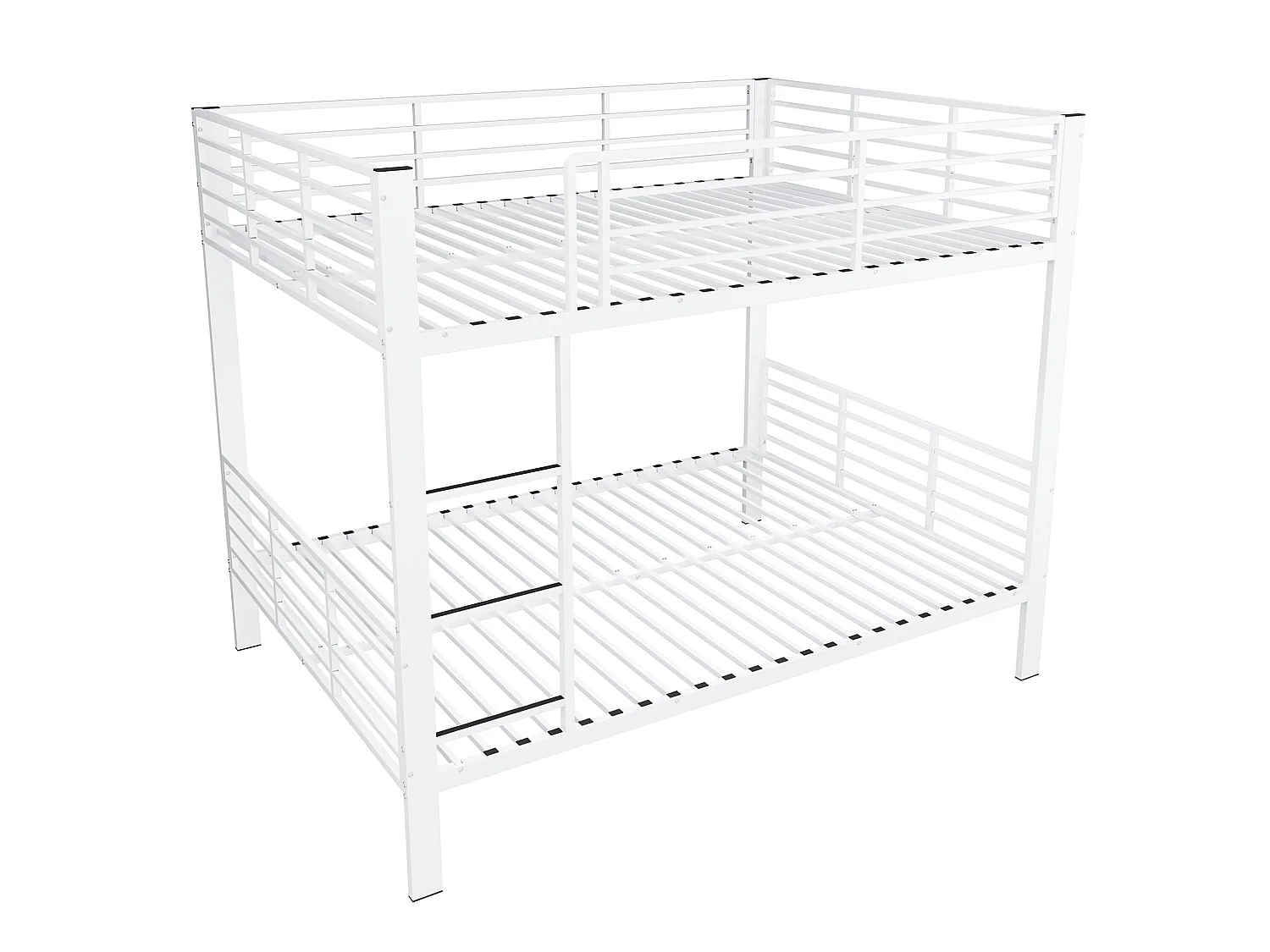 Lit superposé 140x200 cm en métal blanc, structure silencieuse, charge maximale 400 kg, sans matelas