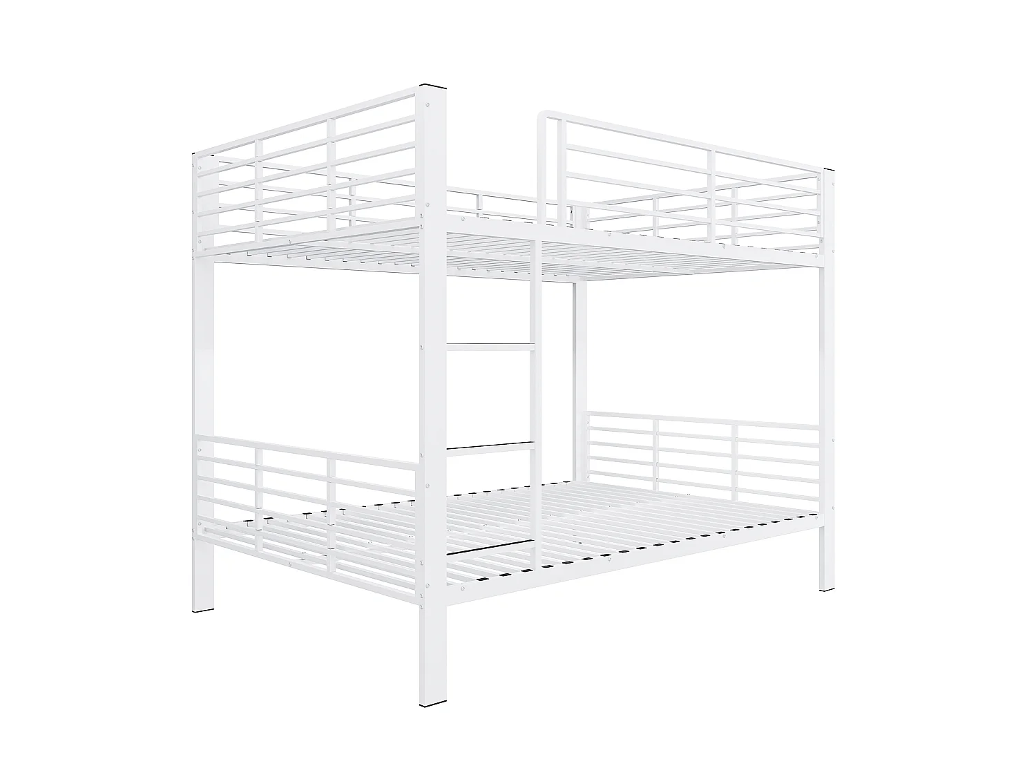 Lit superposé 140x200 cm en métal blanc, structure silencieuse, charge maximale 400 kg, sans matelas