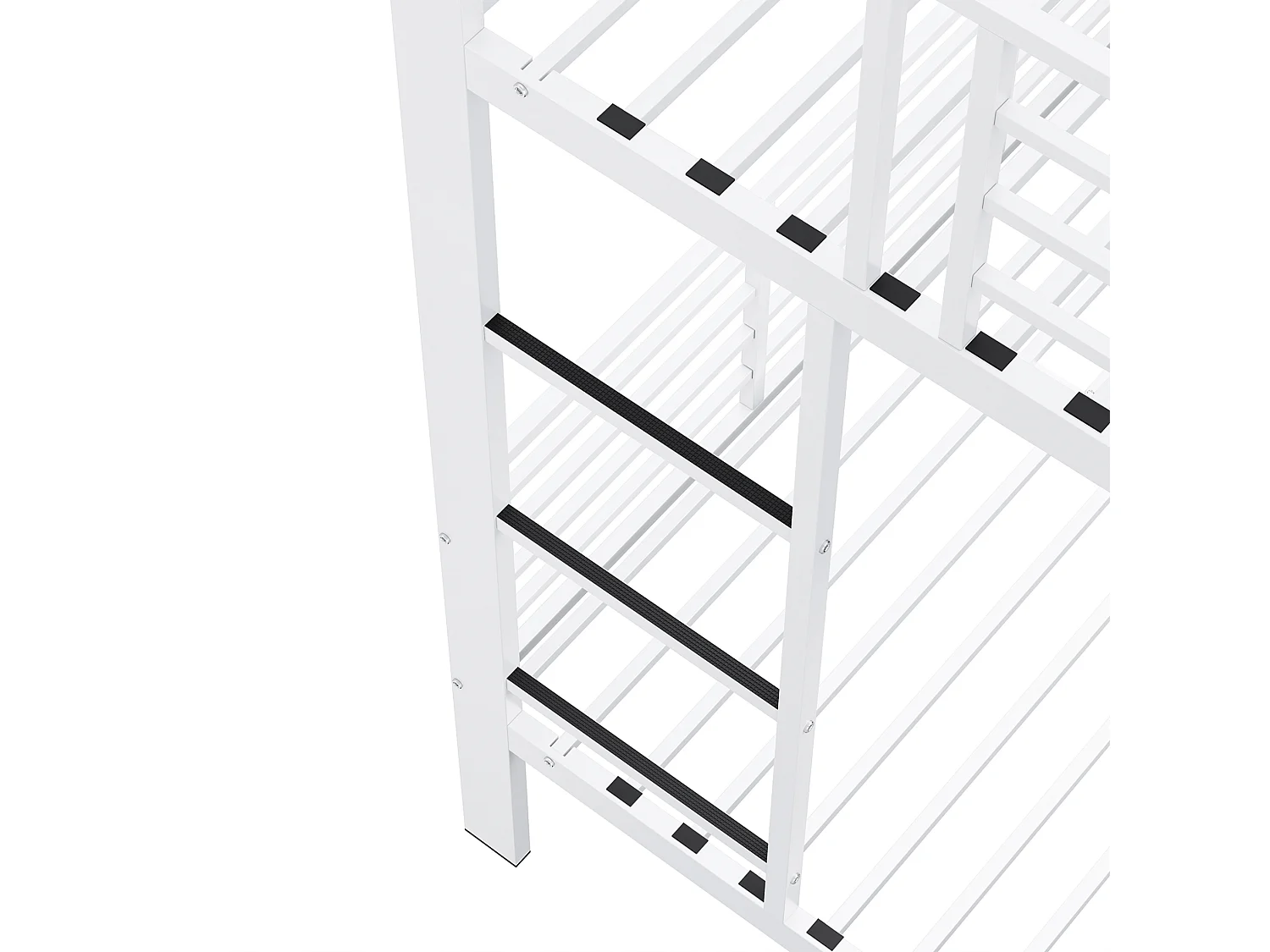 Lit superposé 140x200 cm en métal blanc, structure silencieuse, charge maximale 400 kg, sans matelas