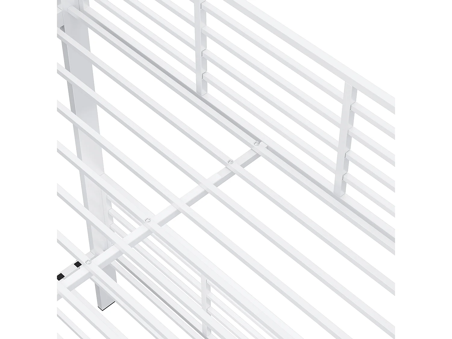 Lit superposé 140x200 cm en métal blanc, structure silencieuse, charge maximale 400 kg, sans matelas
