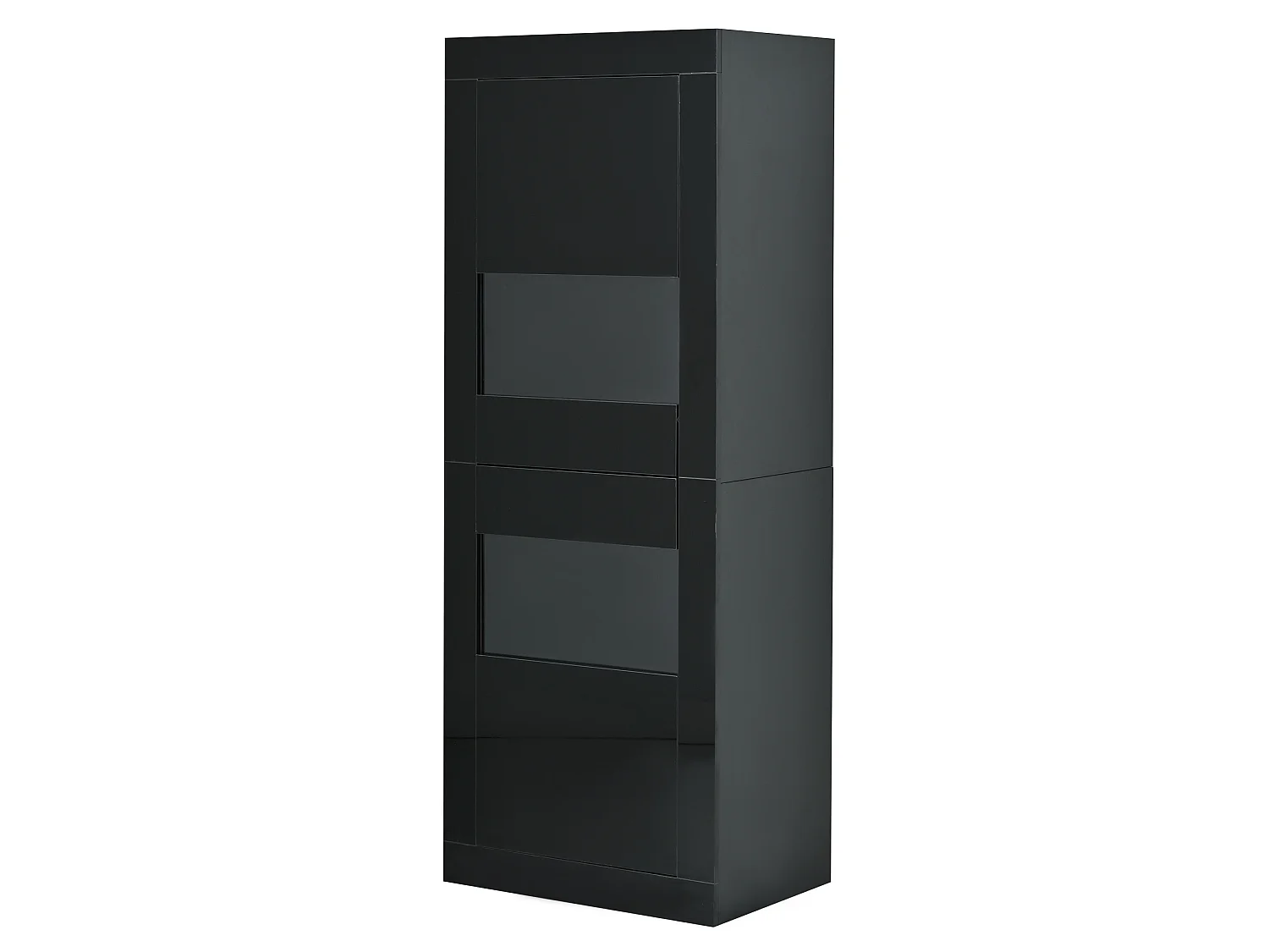 Vitrine noire 61x42x162 cm avec éclairage LED, 2 portes, 3 étagères, en panneaux de particules et verre trempé
