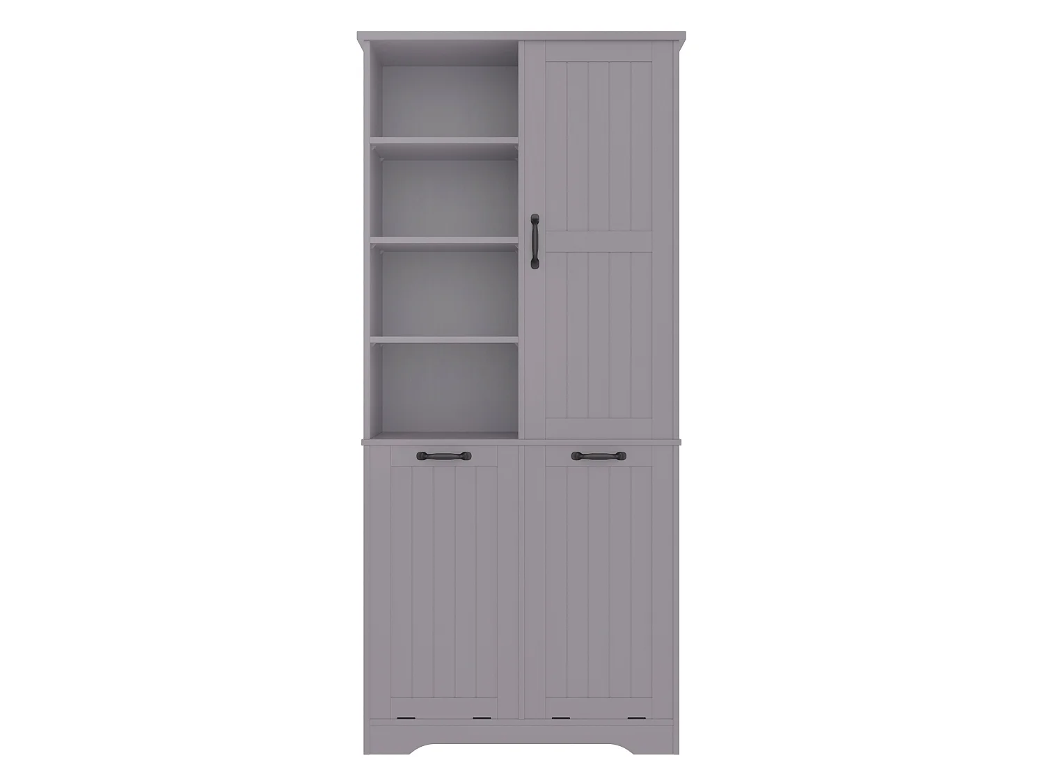 Grijze badkolom 78 x 35 x 172,7 cm, 2 wasmanden, 4 open opbergvakken en verstelbare planken