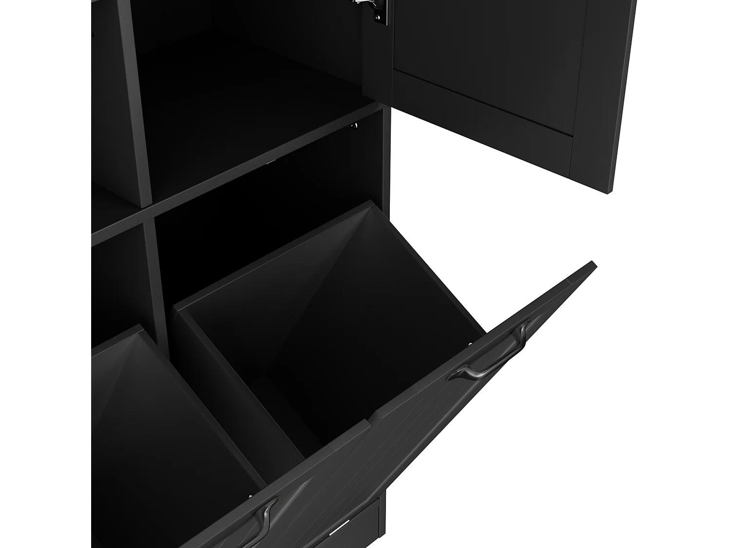 Zwarte badkolom 78 x 35 x 172,7 cm, 2 wasmanden, 4 open opbergvakken en verstelbare planken