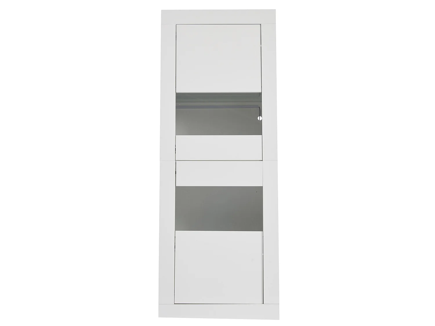 Vitrine blanche 61x42x162 cm avec éclairage LED, 2 portes, 3 étagères, en panneaux de particules et verre trempé