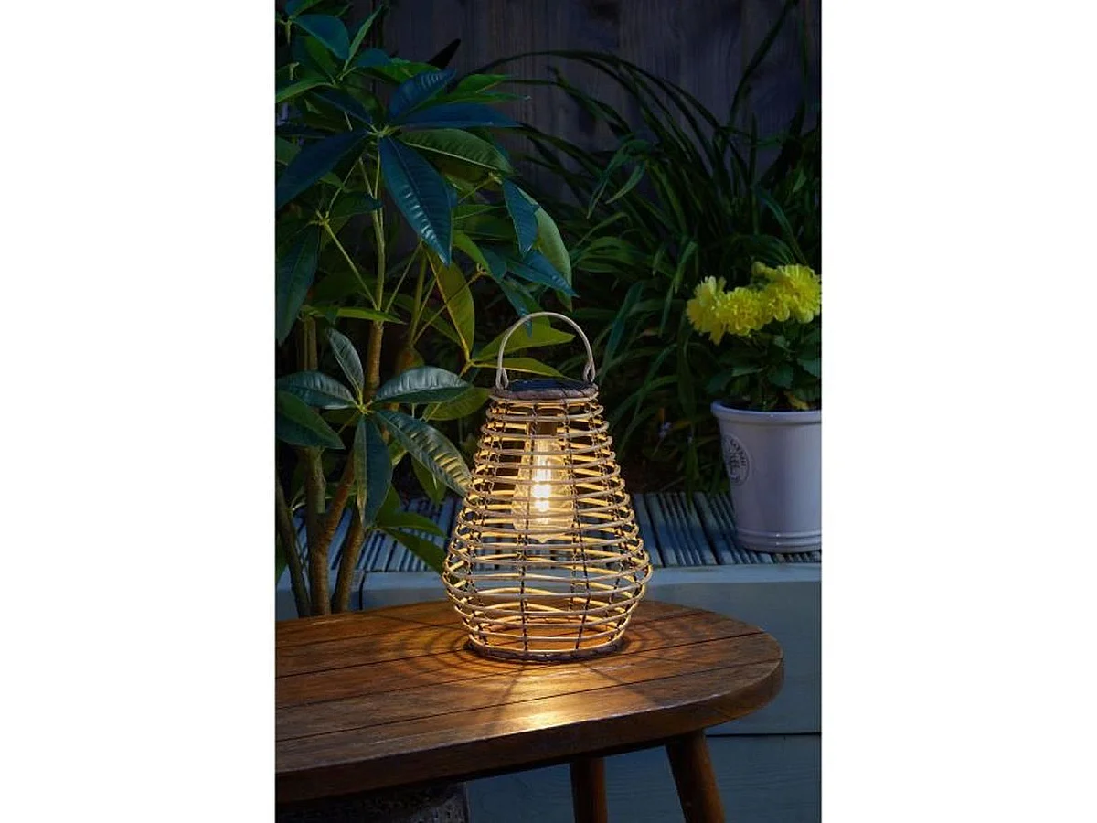 SMART GARDEN Maris - Lanterne solaire décorative beige en plastique tressé - 27 x 21 cm