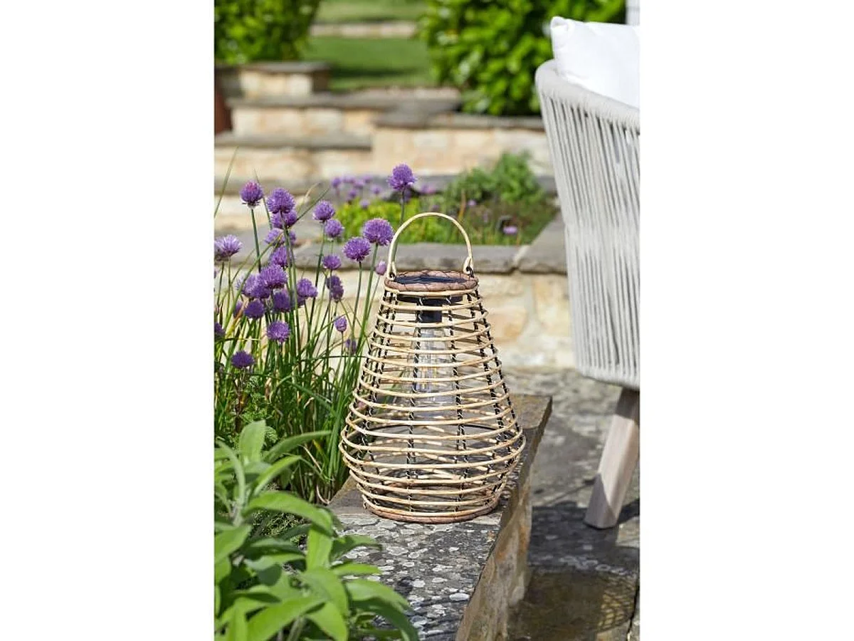 SMART GARDEN Maris - Lanterne solaire décorative beige en plastique tressé - 27 x 21 cm