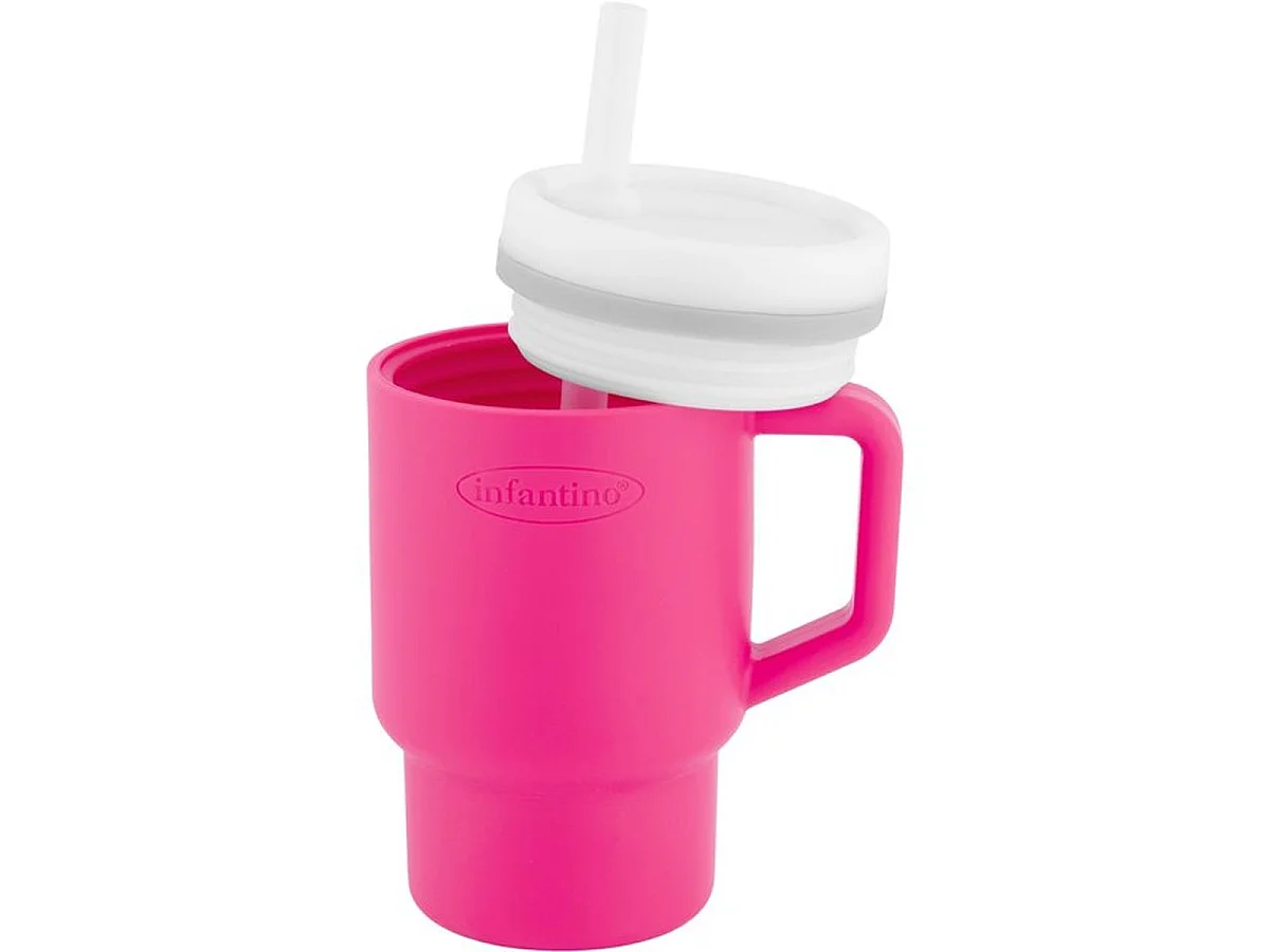 Infantino My 1st gobelet en silicone avec paille 255 ml - Bubble Gum