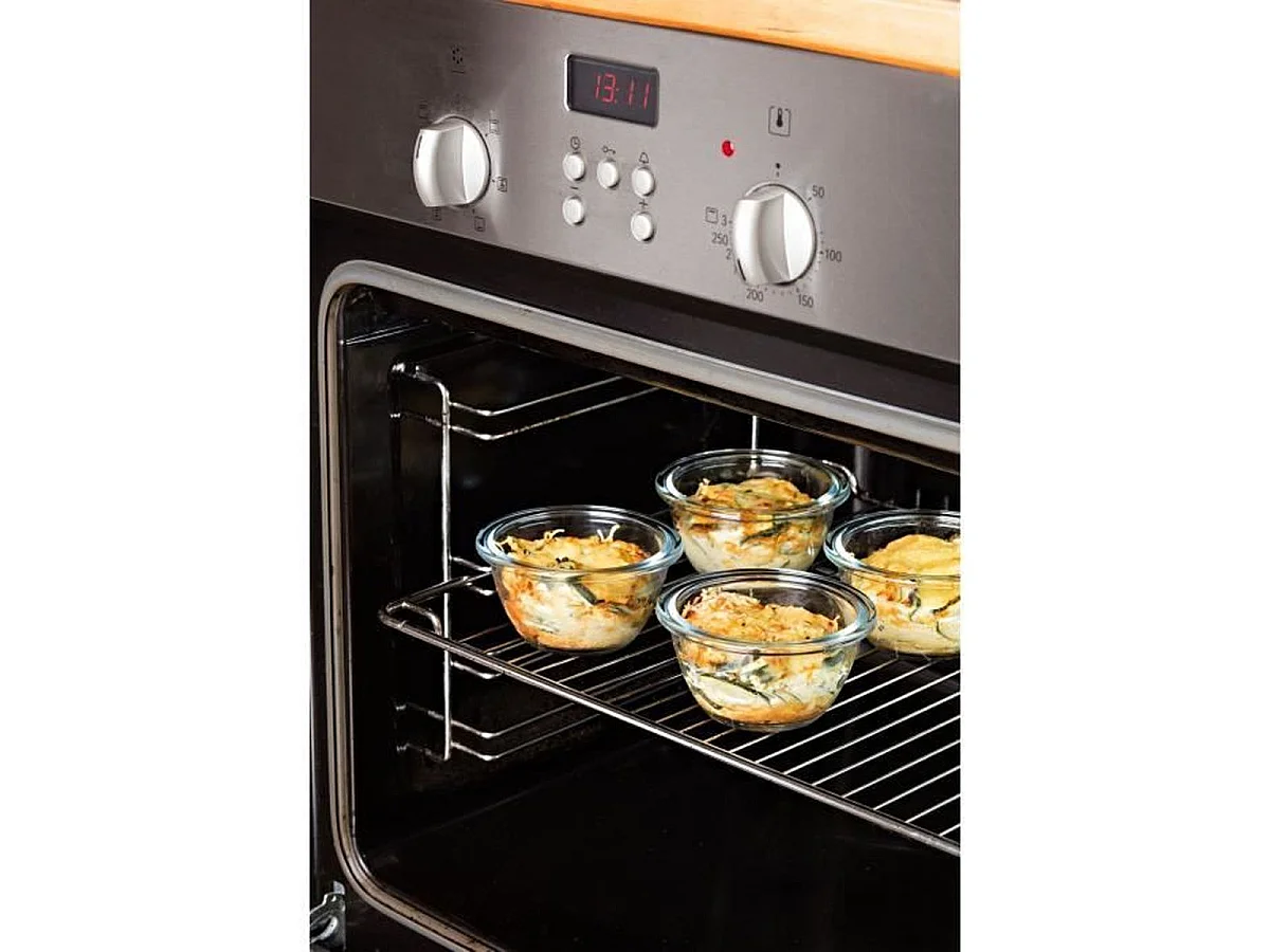PYREX Cook & Go - Lot de 5 mini bols ronds en verre borosilicate 0,2 L avec couvercles étanches bleus