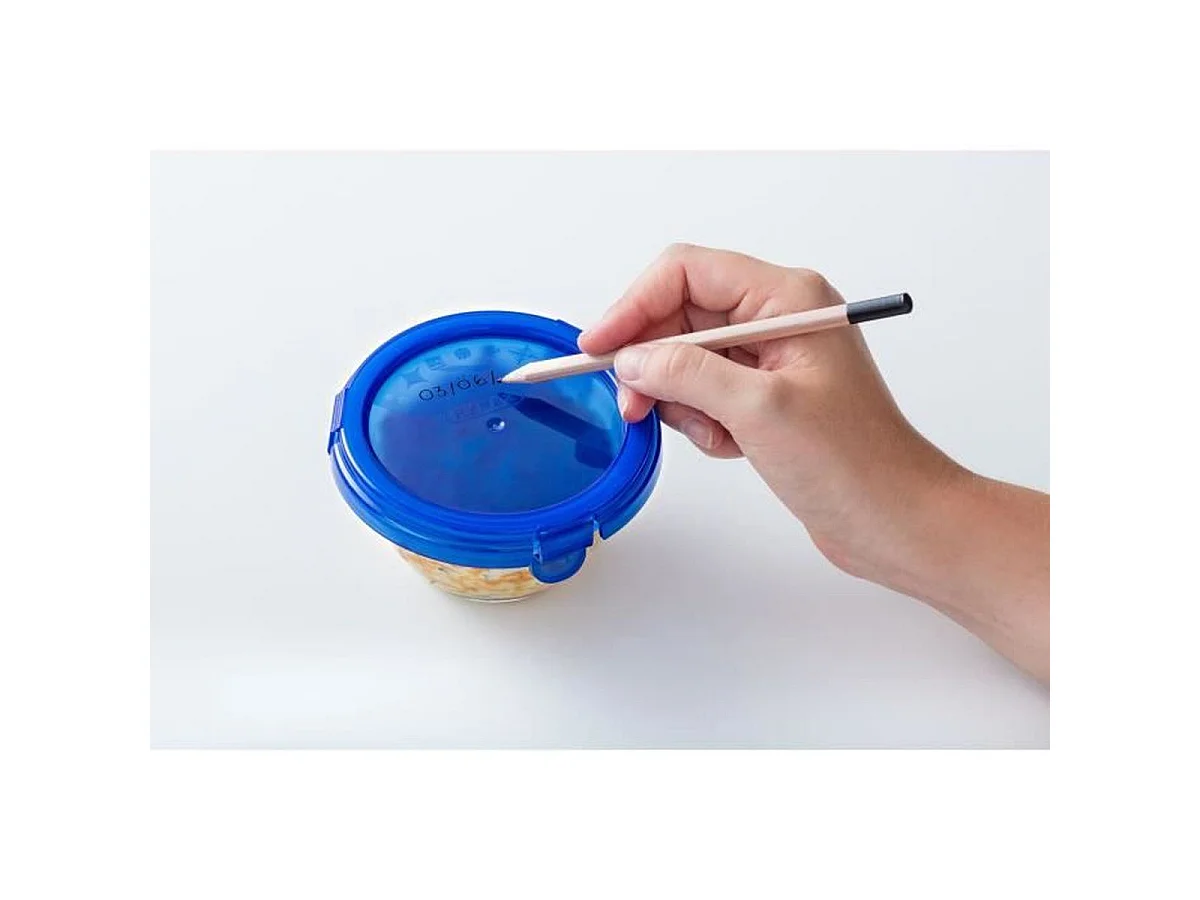 PYREX Cook & Go - Lot de 5 mini bols ronds en verre borosilicate 0,2 L avec couvercles étanches bleus