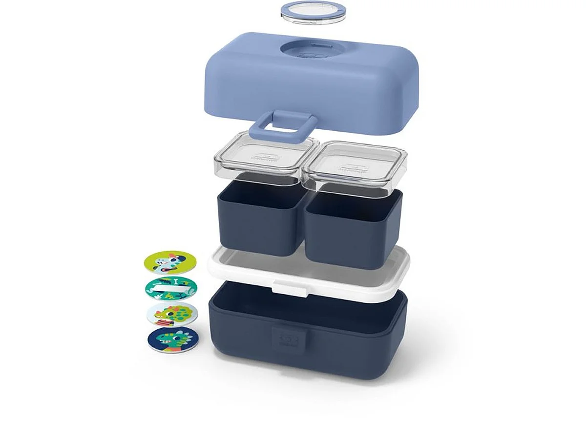 MONBENTO MB Tresor Kids Lunch Box 0.8L – Bleu Infinity, 3 Compartiments