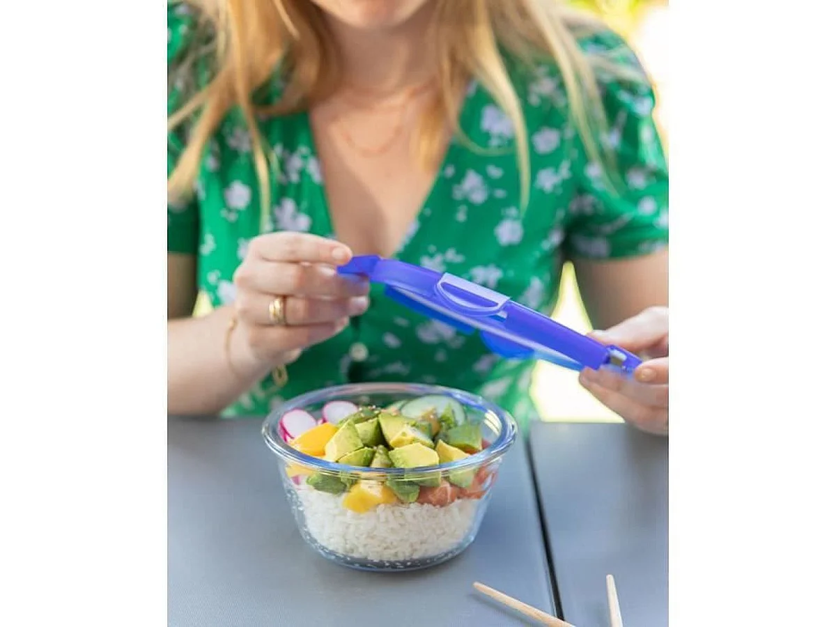 PYREX Cook & Go Lot de 3 lunch box rondes en verre borosilicate 0,7 L avec couvercles hermétiques