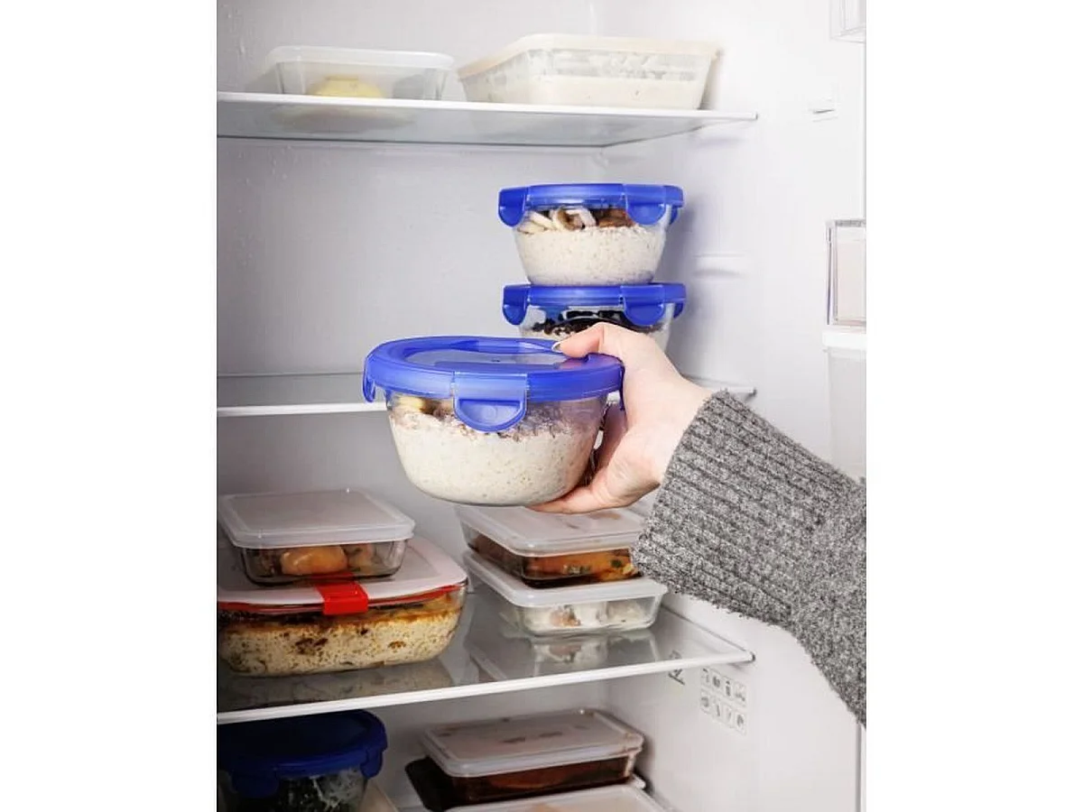 PYREX Cook & Go Lot de 3 lunch box rondes en verre borosilicate 0,7 L avec couvercles hermétiques