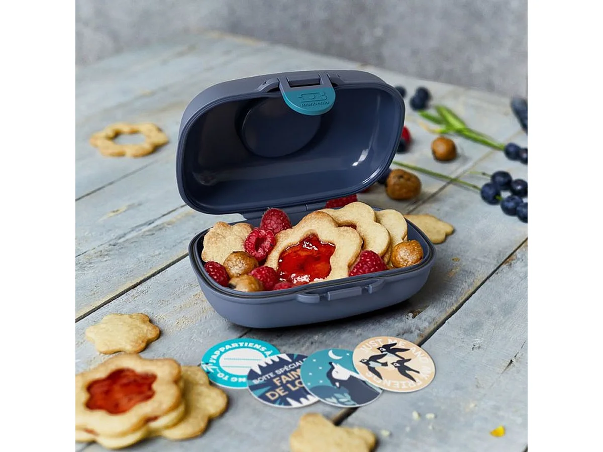 Monbento MB Gram 600 ml Kids Snack Box Bleu Wolf – Hermétique, Sans BPA