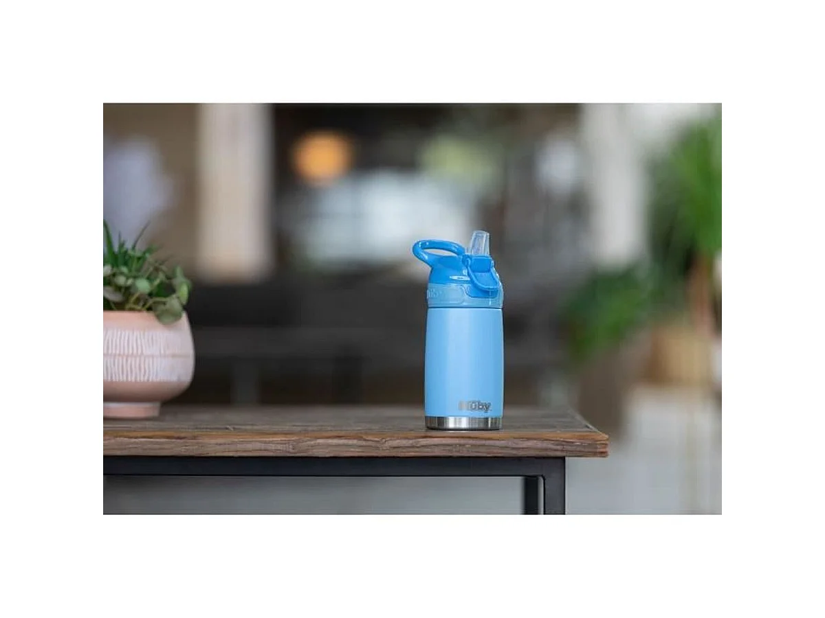 NUBY Reflex Flip-it Gourde Isotherme 300 ml - Acier inoxydable, Bleu